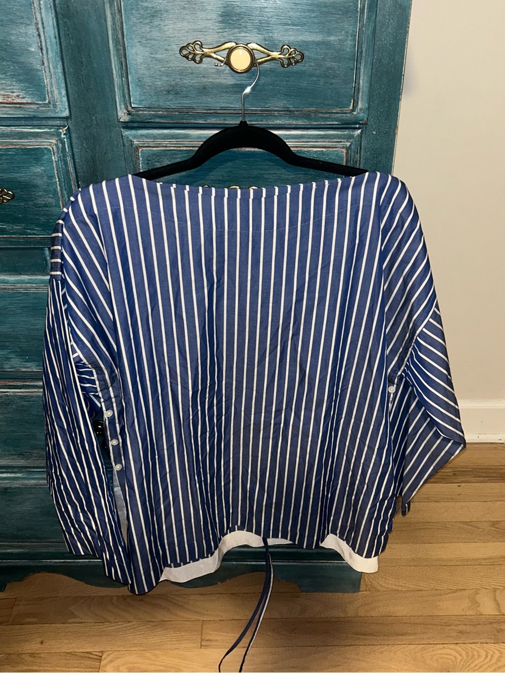 J Crew Striped Navy and White Button Up Shirt
